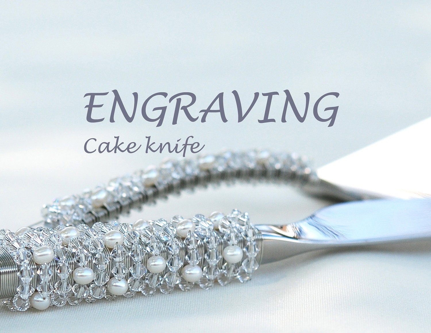 ENGRAVING For Beaded Or Decorated Cake Knife ONLY Engraved Stainless Steel PERSONALIZED
