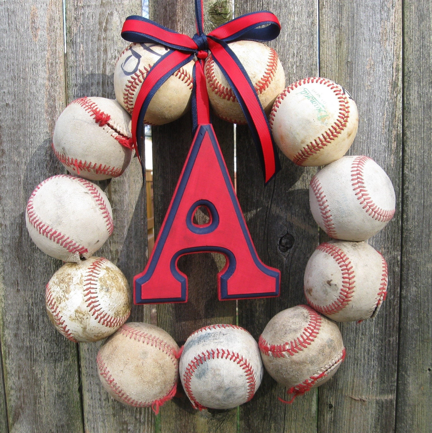 Boston Red Sox, LA Angeles of Anaheim, Cleveland Indians Baseball Love Wreath - no hat or letter