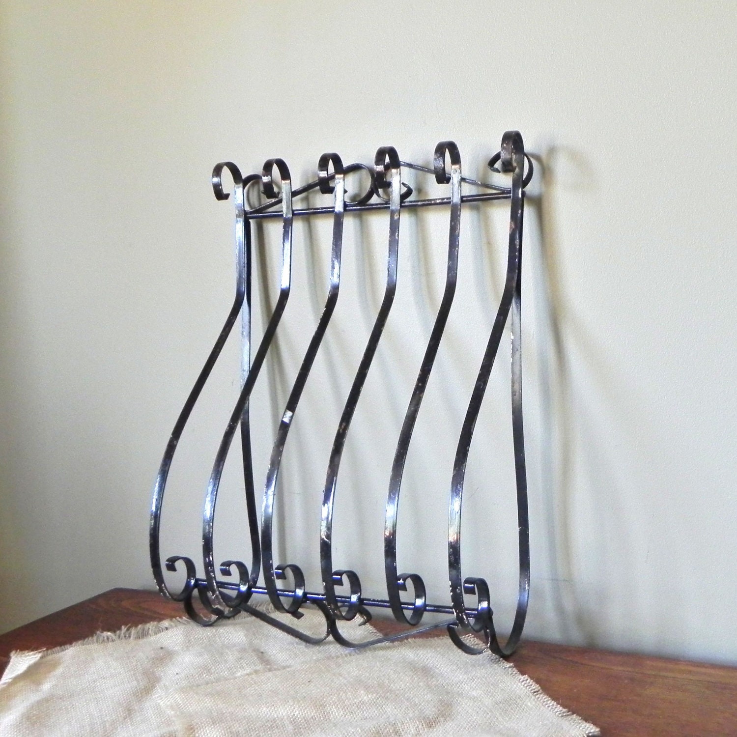 Vintage architectural remnant piece black iron - window grate gate like new orleans courtyard charleston  spanish cage display