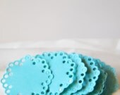 10 Paper Doily Stickers Envelope Seals Summer Aqua