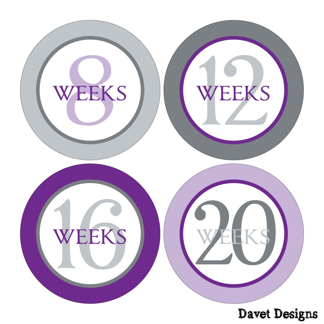 12 Weekly Pregnancy Mama-to-be Maternity Waterproof Glossy Stickers  - Monthly stickers available - Design W005-02
