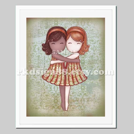 Adoption gift nursery art kids art girls room art baby girl nursery decor children room decor, African, blonde, My Lovely Best Friend 8 x 10