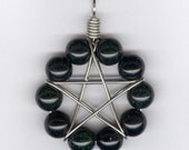 Nickel Silver Green Goldstone Large Star Pendant