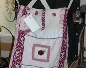 Tote Bag, Ladybug, Vintage Barkcloth, Wheelchair Bag