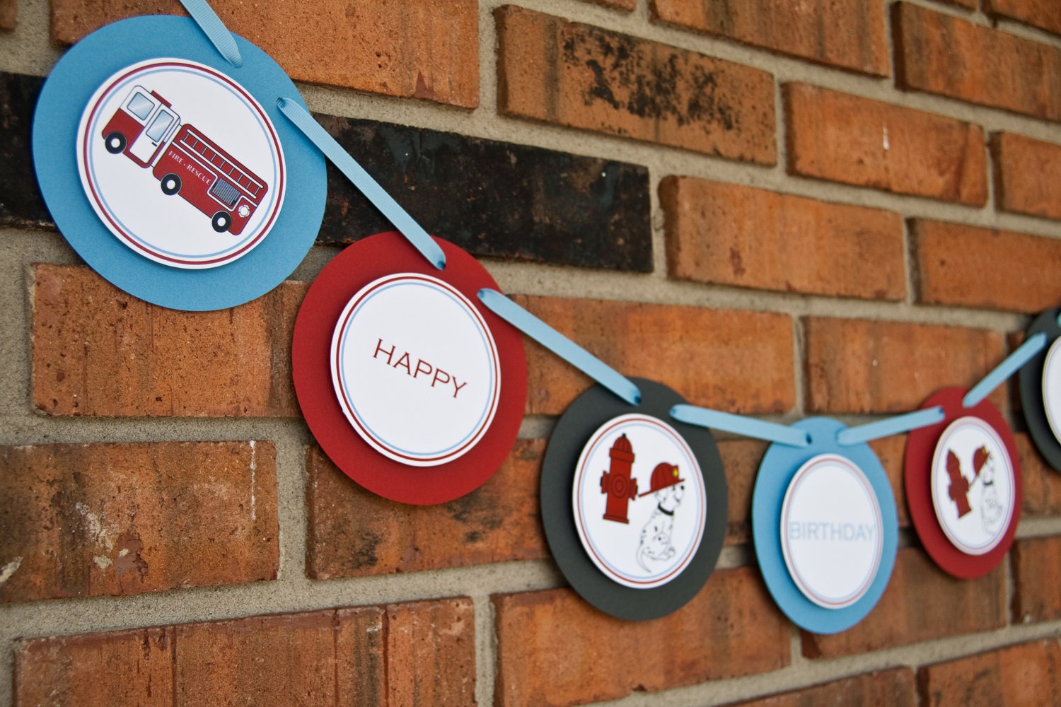 Firetruck Birthday Party Banner Word Banner Sound the Alarm Party Banner by Belleza e Luce Il_170x135