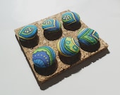 Ready to Ship - Peacock Feather- Decorative Fabric Covered Push Pin Thumbtack Set