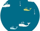 Jay-Cyn Designs for Birch Fabrics Organic, Set Sail, Whale Teal, 1 YARD