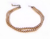 1940s Pearl Bead Necklace, Rhinestone Clasp