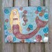 Encaustic Mermaid and Real Shells Original Painting Mixed Media collage FREE SHIPPING