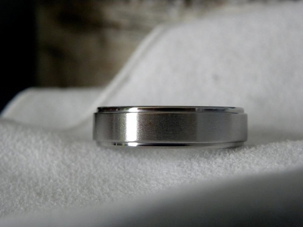 Titanium Ring Flat Step Wedding Band
