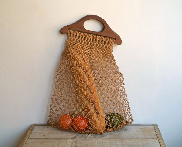 Reserved for Caroline Vintage Crochet Net Tote Bag, Market Bag, Beach Tote