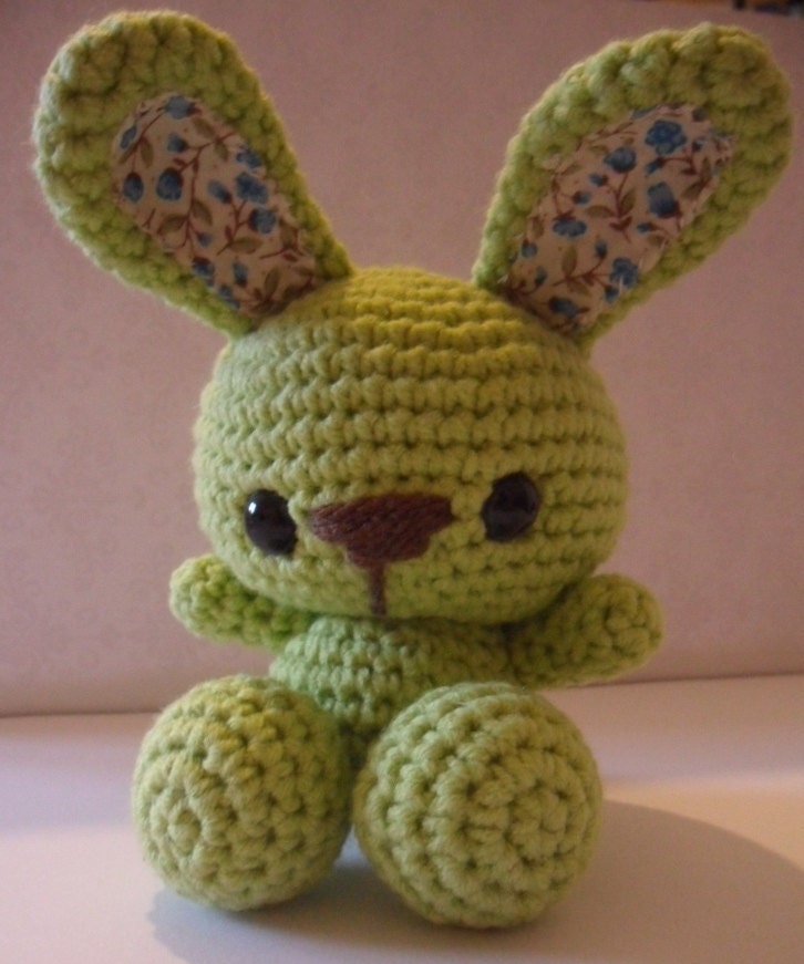 Super cute Amigurumi Crochet Bunny in lime handmade teeny rabbit plush kawaii
