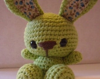 Super cute Amigurumi Crochet Bunny in lime handmade teeny rabbit plush kawaii