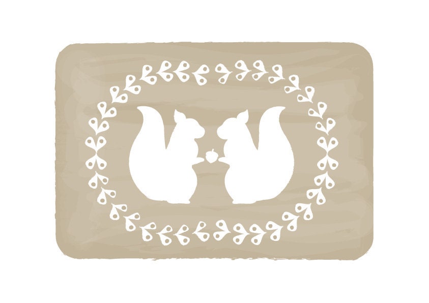 Sqirrels - Beige - Love Animal Wedding Birthday Anniversary GIft Children Kids Wall poster