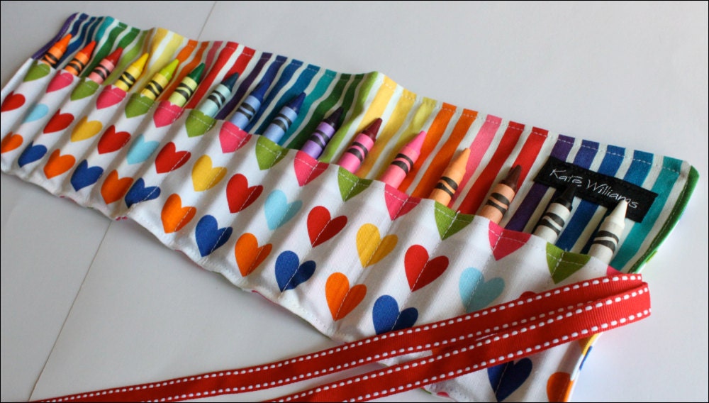 Hearts and Stripes Crayon Holder-16 Crayola Crayons Included-Makes Great Gift or Party Favor