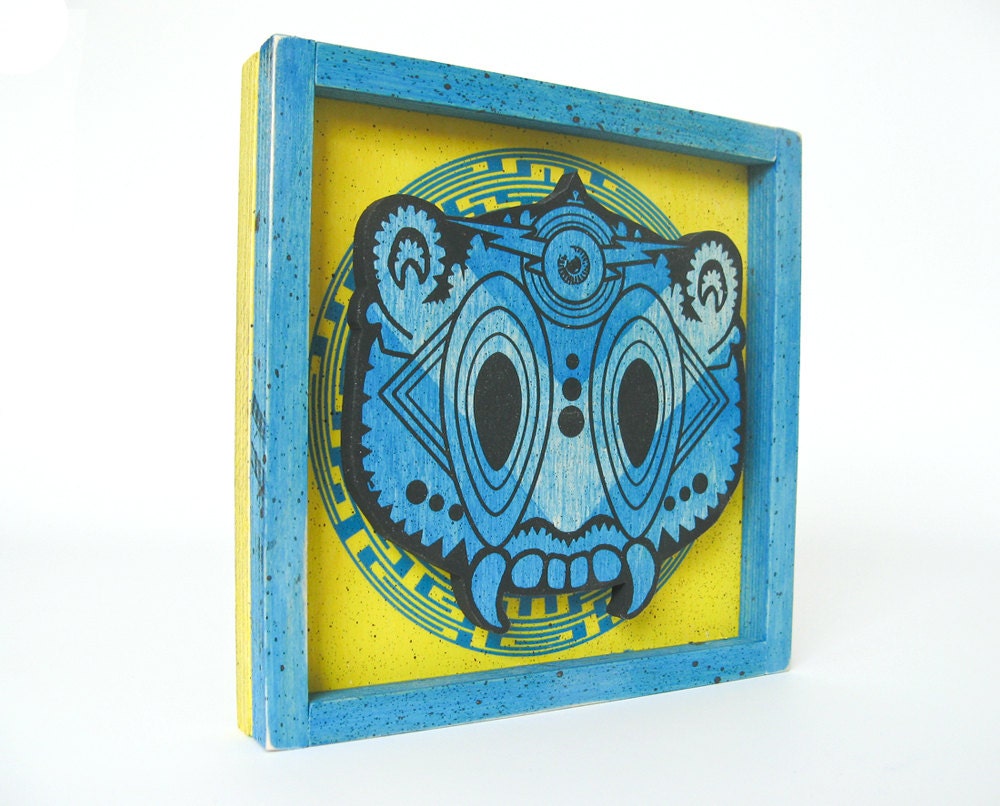 Screenprinted Ceremonial Mask - Blue