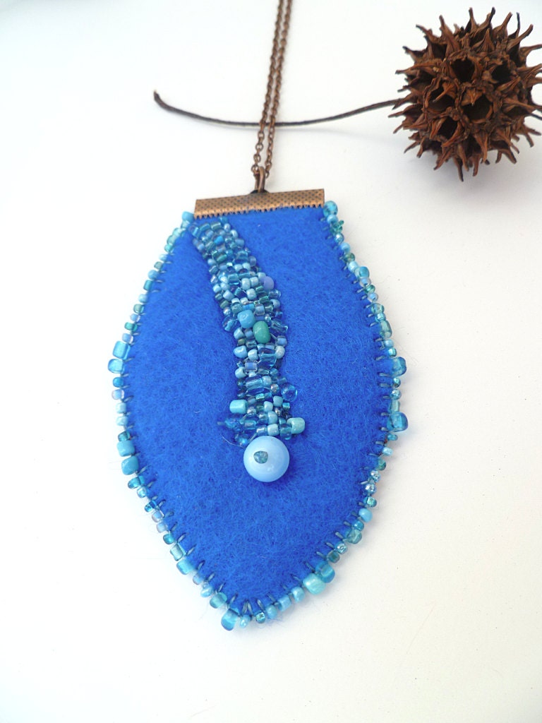 Leaf X, unique fiber art necklace