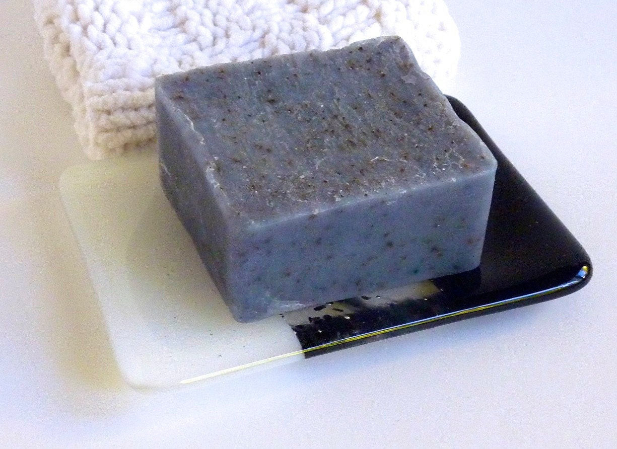 Glass Soap Dish Black and White