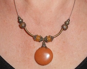Gypsy necklace, Agate and antique brass rustic ethnic choker necklace, bohemian jewelry