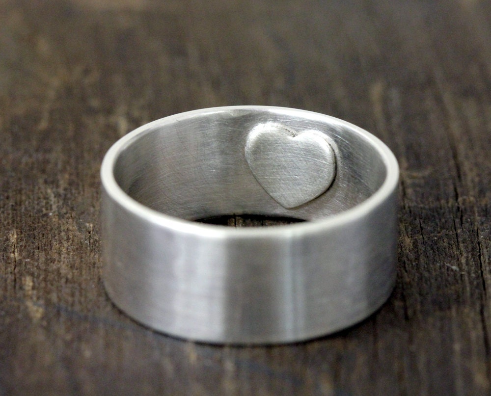 Mens wedding ring secret heart