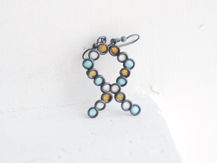 Surf and Sand Bubble Earrings in Sterling Silver, Artisan Sterling Silver Dangle Earrings, Minimalist Contemporary Paper Jewelry....