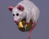 Mouse Christmas Jingle Bell Tree Ornament, Jingle the White Mouse