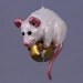 Mouse Christmas Jingle Bell Tree Ornament, Jingle the White Mouse