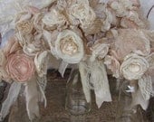 Bridal  Bouquet Package with 4 Bridesmaids bouquets  Vintage Inspired  Custom Order any color