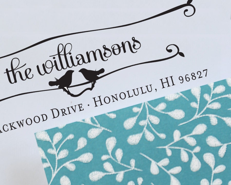Self Inking Rubber Stamp - calligraphy and flowers - cute wedding or housewarming gift - 3003