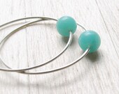 Silver Hoop Earrings Amazonite Sterling Silver Hoops eco friendly jewelry, Marine