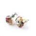 Beaded Dangle Earrings, OOAK Handcrafted Glass Earrings, Pink, Green & Cream Lampwork Glass Flower Earrings, Lampwork Bead Earrings