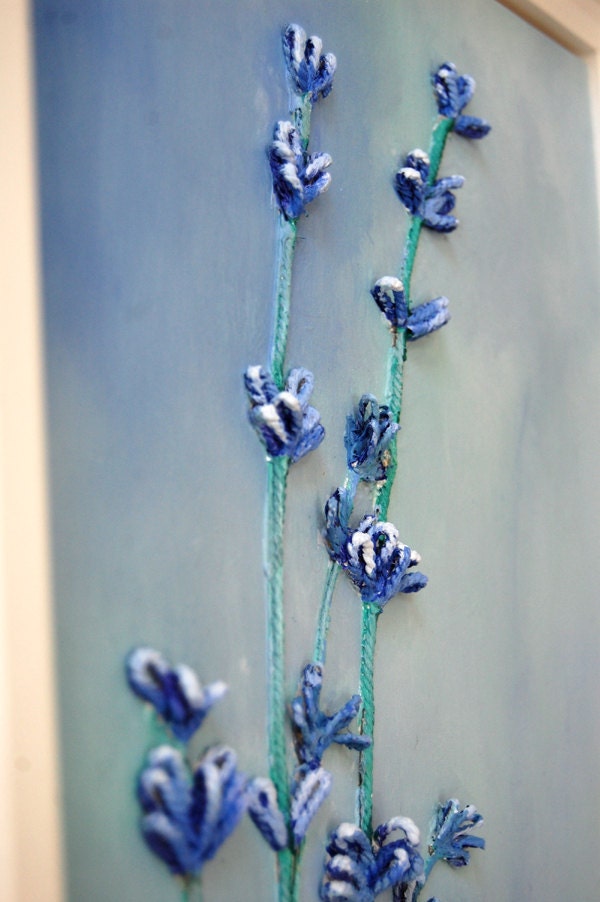 Lavender IV - Mixed Media Original Painting - String and Acrylics - Framed - Great New Home Gift