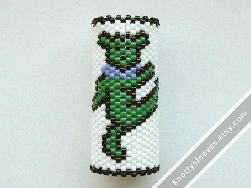 Dreadlock Bead - Peyote Stitch Dread Sleeve - Dancing Bear Green