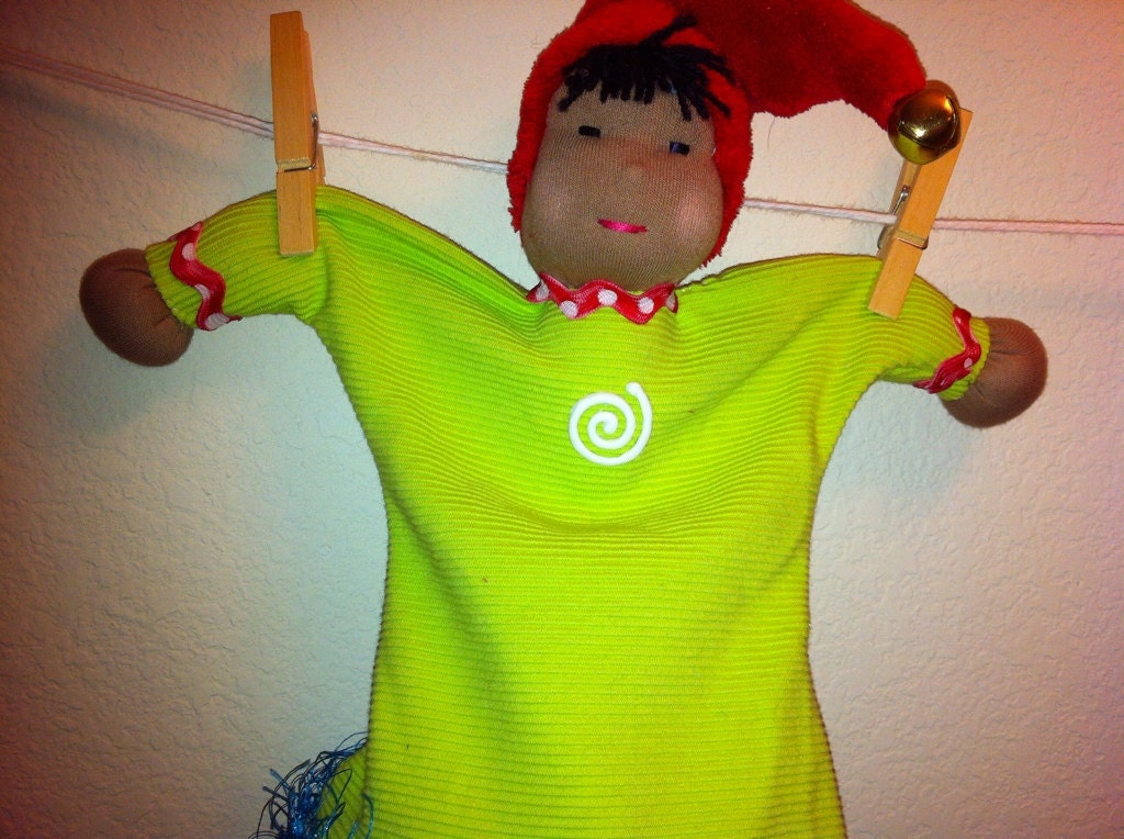 Pixie Cone Puppet - African American Boy - Poppet - Waldorf Doll Inspired
