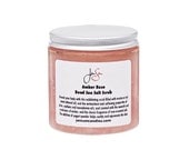 Amber Rose Organic Body Scrub with Dead Sea Salt and Essential Oils, Vitamin E, small 8 oz - 227 grams - wooden scoop