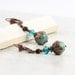 Southwest Turquoise Earrings Blue Crystal African Turquoise Gemstone Copper Ear Wires