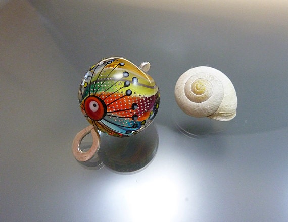 Melanie Moertel Lampwork Beads - Rainbow marble bead pendant - "Color Addiction"