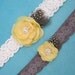 Wedding Garter in Yellow, Gray and White Lace, bridal garter set I103, budget bridal garter accessory