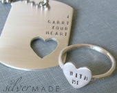I Carry Your Heart dog tag  and sterling silver HEART ring (INTERTWINE)