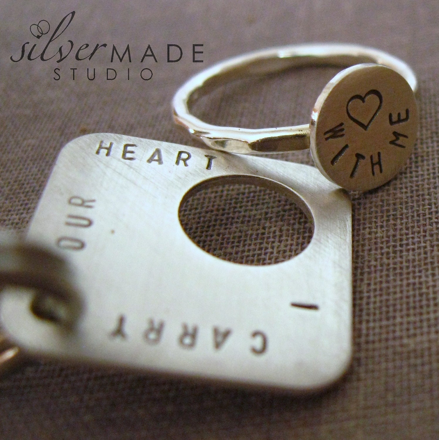 intertwine. SQUARE sterling silver ring and keychain