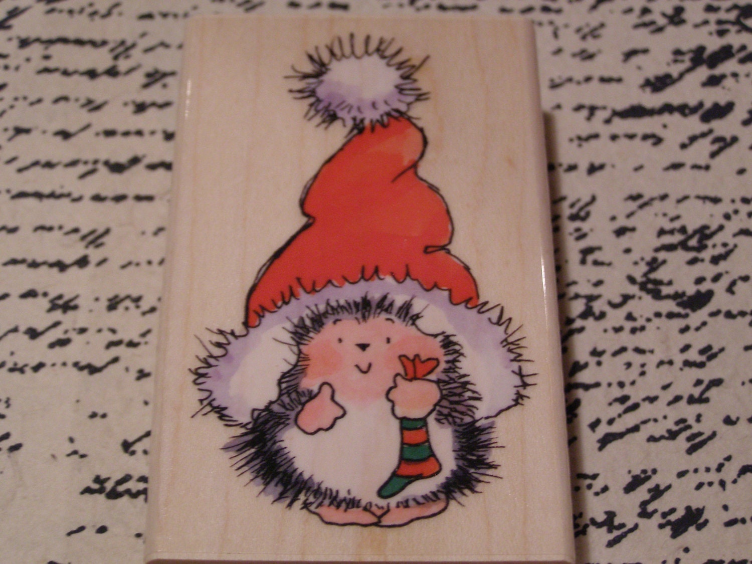 Santa's Hat Penny Black wood mounted Rubber Stamp
