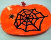 Pumpkin, spider, and web Halloween Serving Plate