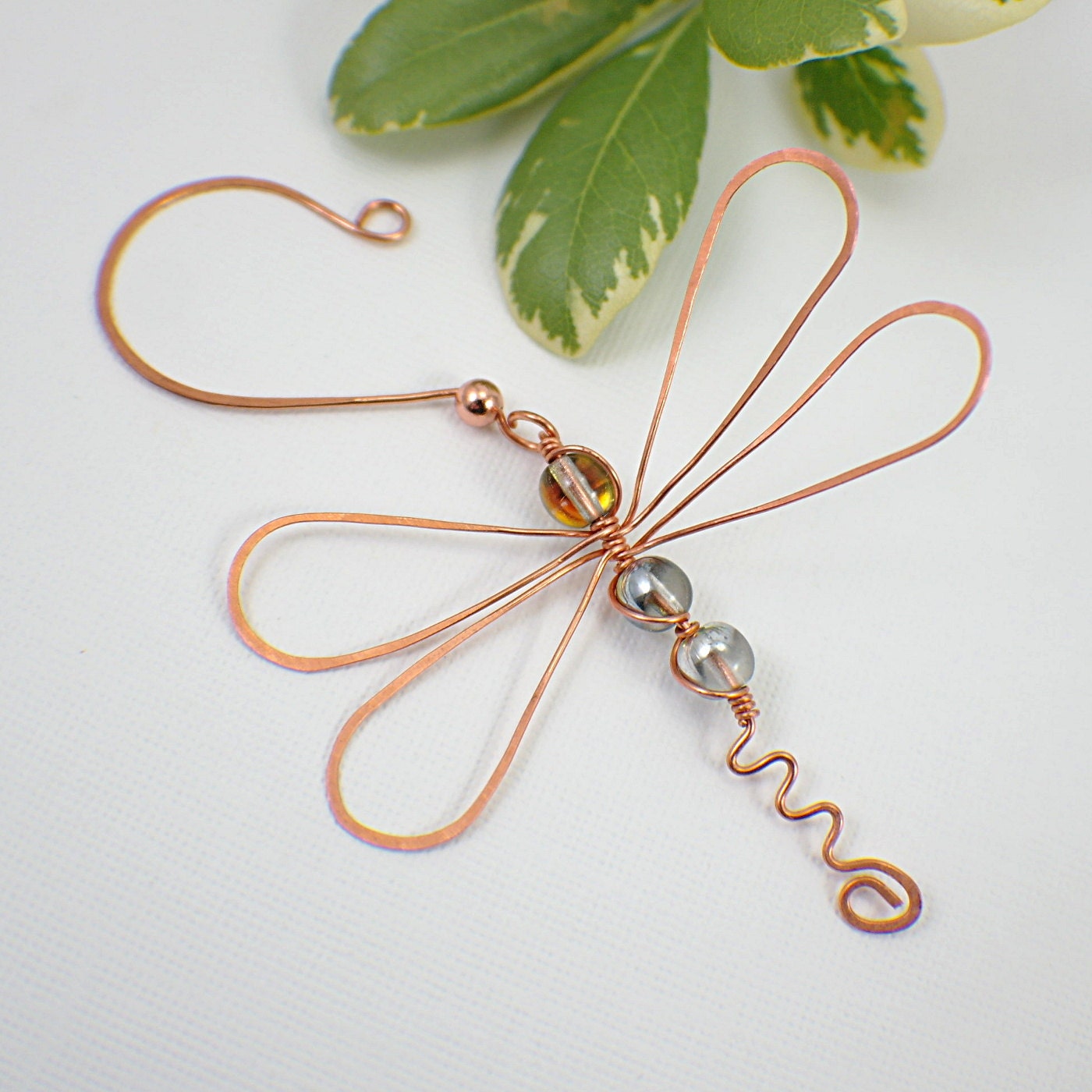 Dragonfly ornament copper pick your color clear neutrals vitral