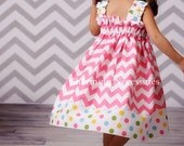 Pink Chevron Dress, Girls Ruffled Sun Dress Candy Coated Charming Necessities Toddler