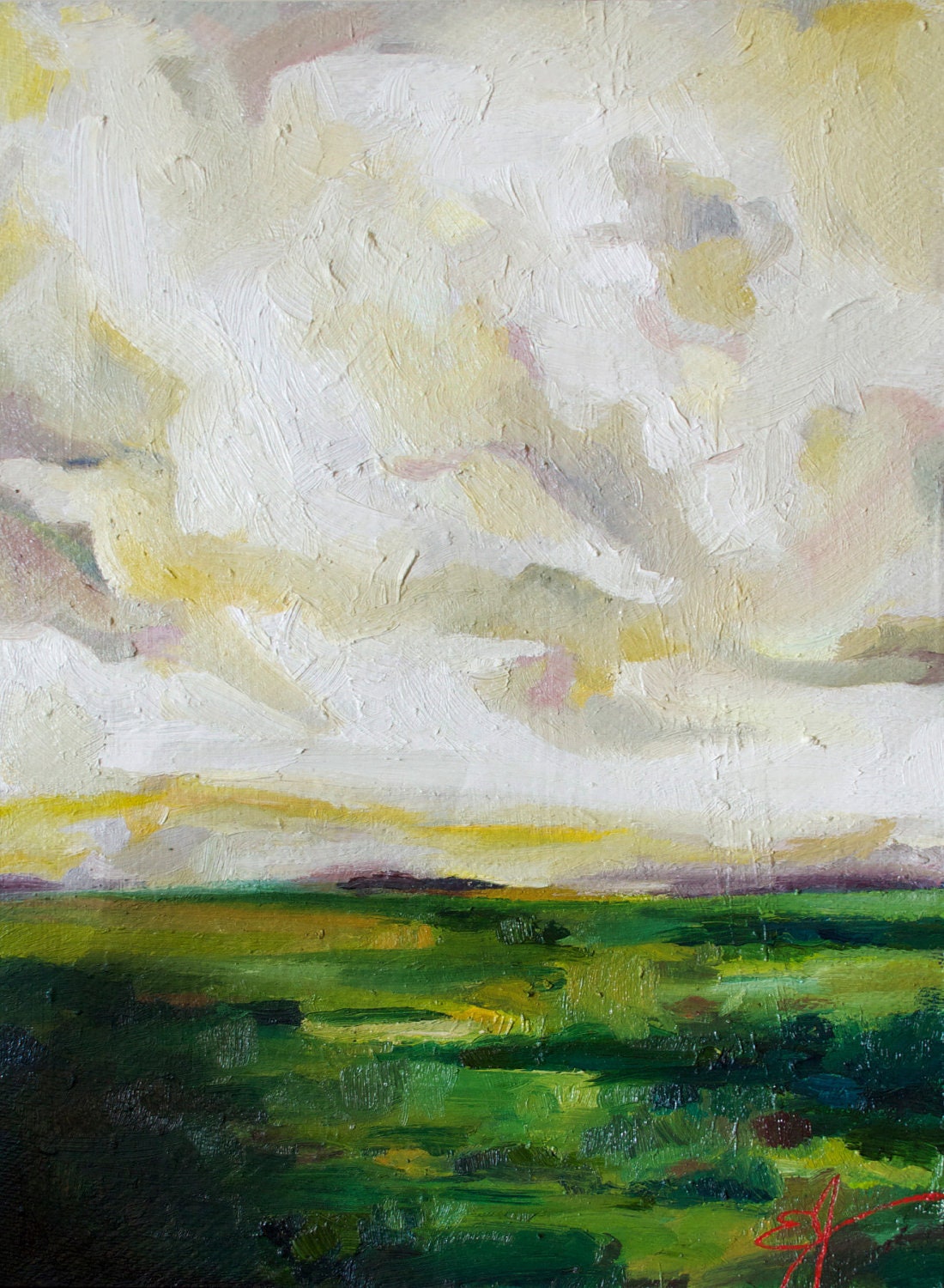 Driving to Greenville: Original Landscape Oil Painting 12x16 inch by Emily Jeffords