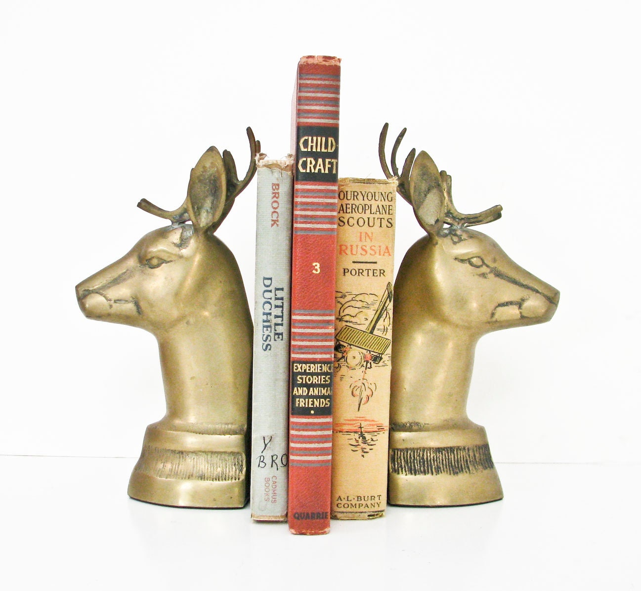 Deer Bookends - Vintage Solid Brass - Reindeer - BeeJayKay
