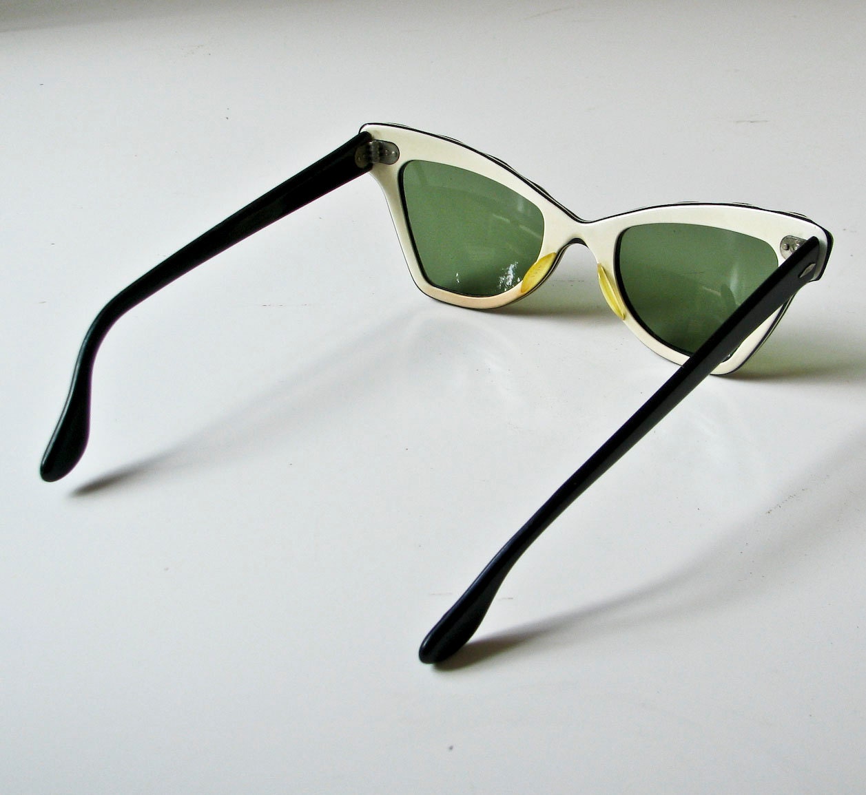 1950's Cat Eye Sunglasses - Mid Century Modern - Ray Ban - Ivory and Black