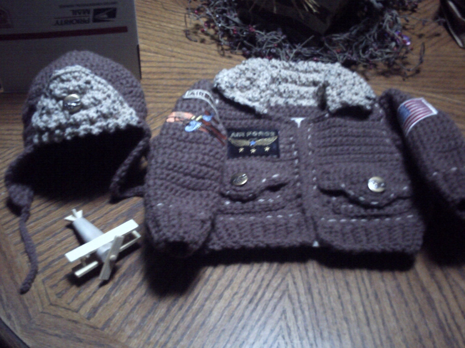 Air Force Bomber Baby Jacket with Aviator Hat Newborn to toddler