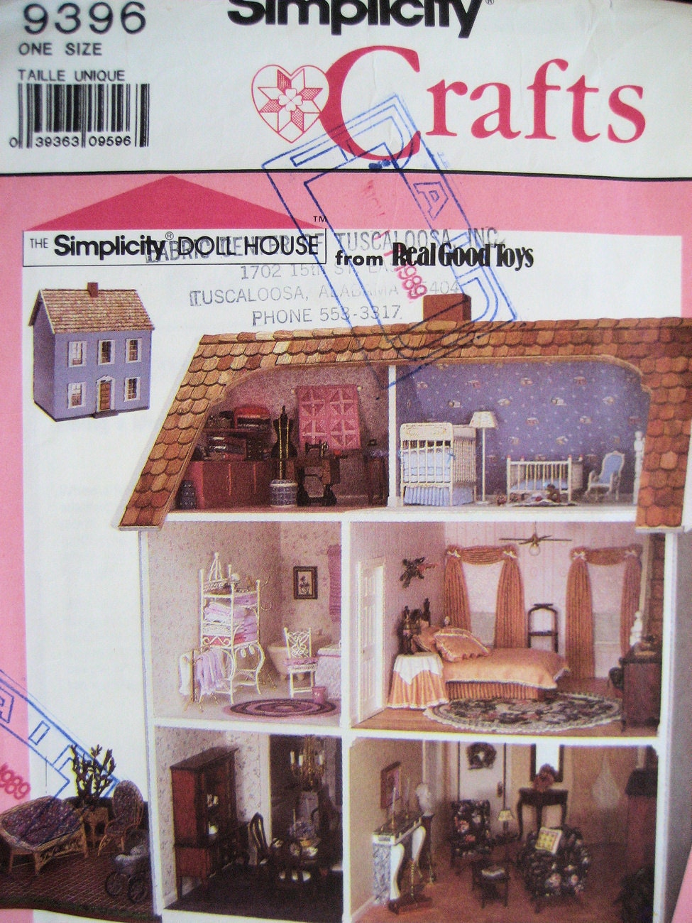 Simplicity 9396 Doll House Window Treatment, Curtains, Quilt, Braided Rug, More Pattern