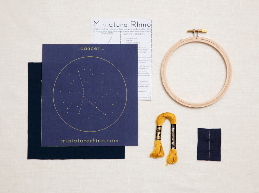 Cancer Zodiac Embroidery Kit - diy constellation embroidery kit